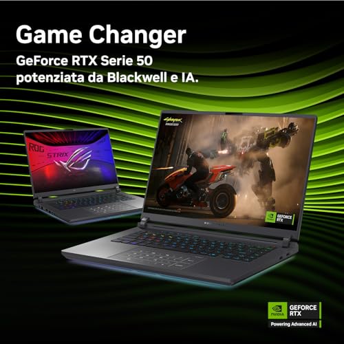 ROG Strix G16 (2025) con Display ROG Nebula da 16” a 240Hz, NVIDIA GeForce RTX 5080 16GB, Intel® Core™ Ultra 9 275HX, 32GB RAM, 1TB SSD, Win 11 Home, G615LW#B0DWSVRYWZ, Layout ITA, Grigio - Notebook - Immagine 5