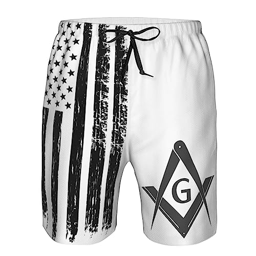 FKHARRIS Masonic Mens Swim Trunks with Mesh Lining Quick Dry Swimsuit Swim Shorts Pocket Swimwear -4