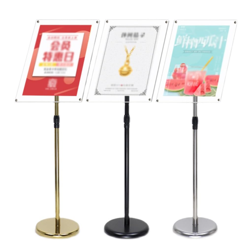 WIGSELBL Soporte para carteles de piso al aire libre, soporte de aviso, soporte de letrero resistente con panel acrílico, soporte para letrero de menú para visualización vertical y horizontal