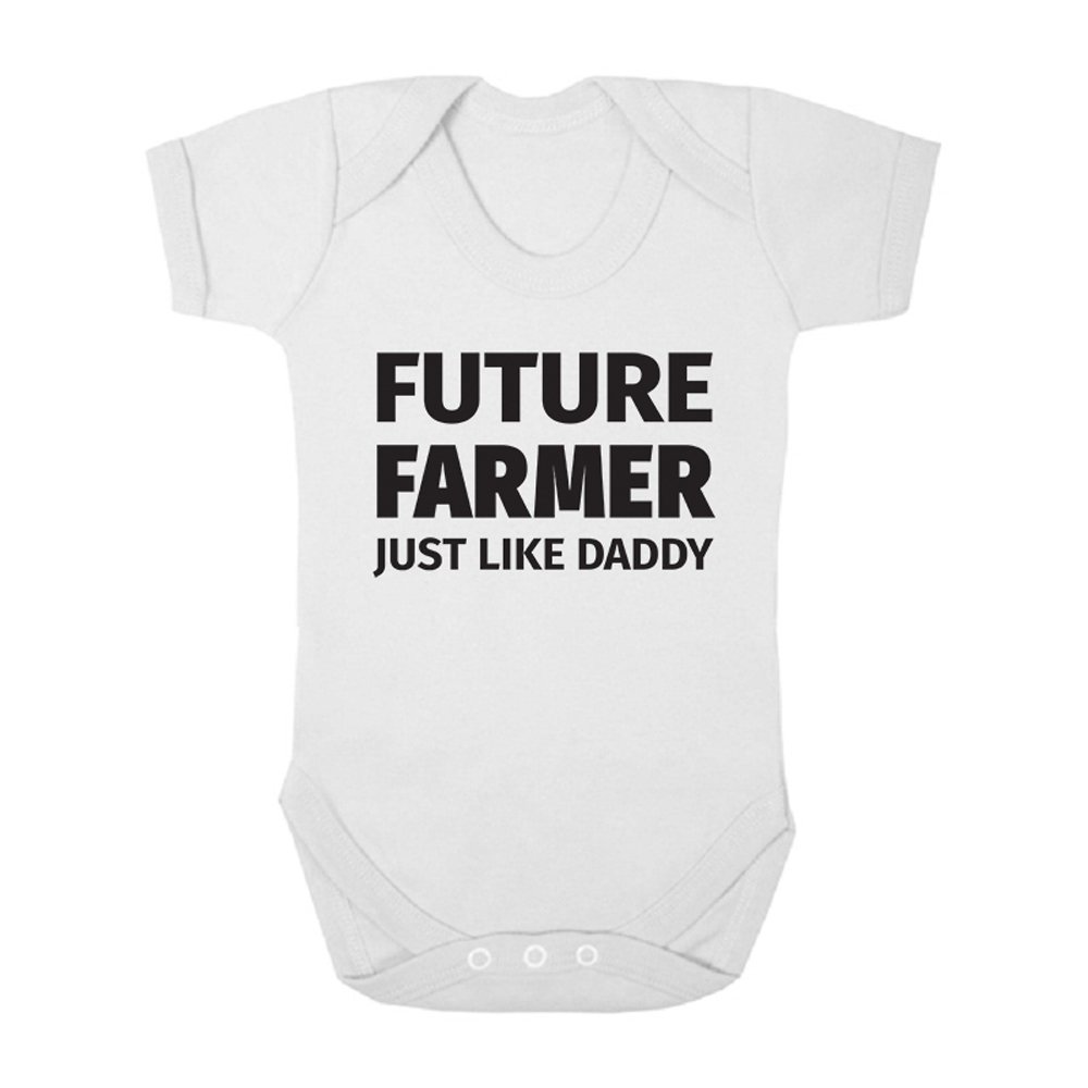 Shopagift Future Farmer Just Like Daddy Cute Boys and Girls Baby Vest Bodysuit (White, 6-9 Months)
