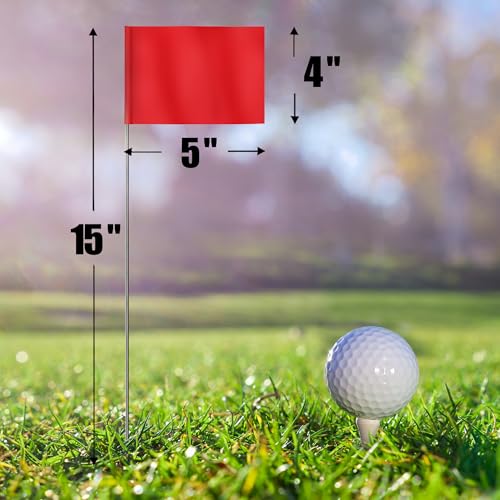 Anley Stake Flags – 10 x 13 cm Vinyl-Markierungsfahnen mit 38,1 cm Stahlstange – Landschaftsbau, unterirdische Versorgungsunternehmen, Kanalisation und Vermessung (100 Stück, rot)