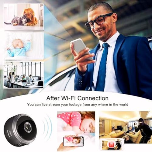 Mini Câmera Espiã A9 de Segurança WiFi, Lente Grande Angular, Visão Noturna HD 1080p, Controle por A