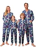 Ekouaer Family Christmas Onesies Matching Sets Hooded Jumpsuit Long Sleeve Onesies Zip Up One Piece Pajamas Dinosaur S