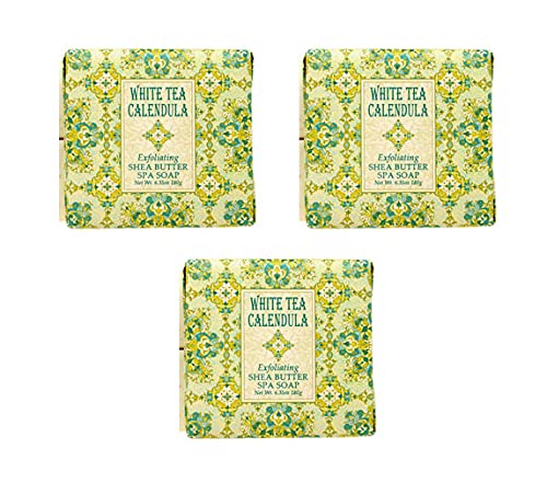 Greenwich Bay Trading Company Botanical Collection: White Tea Calendula 6.35oz Bar Soap x3