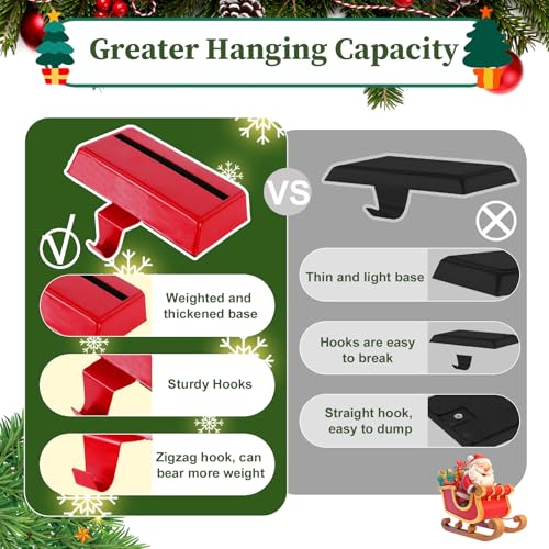 Alupssuc 3 Pcs Christmas Stocking Holders for Mantle, Christmas Stocking Hangers for Fireplace-Weighted Stocking Hooks for Mantel&Christmas Holiday Party Decoration-Santa Claus, Gift Car, Snowman - Thumbnail 4
