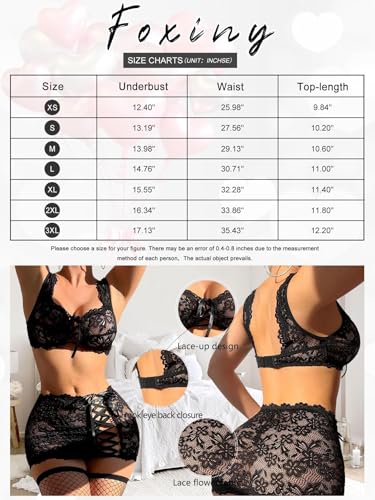 Image of Foxiny Sexy Lingerie Set 4 Piece Women Outfit Bra and Panty XXS-3XL