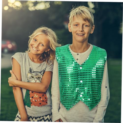 Boy Girl Sequin Vest V-neck Sleeveless Waistcoat for Jazz Dance and Festivals for Boys and Girls for3