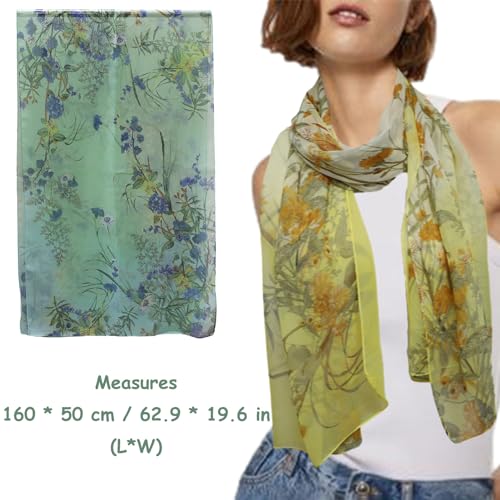 amokk 6 Packs Summer Scarf for Women Lightweight Floral Head Scarf Chiffon Shawl Warp2