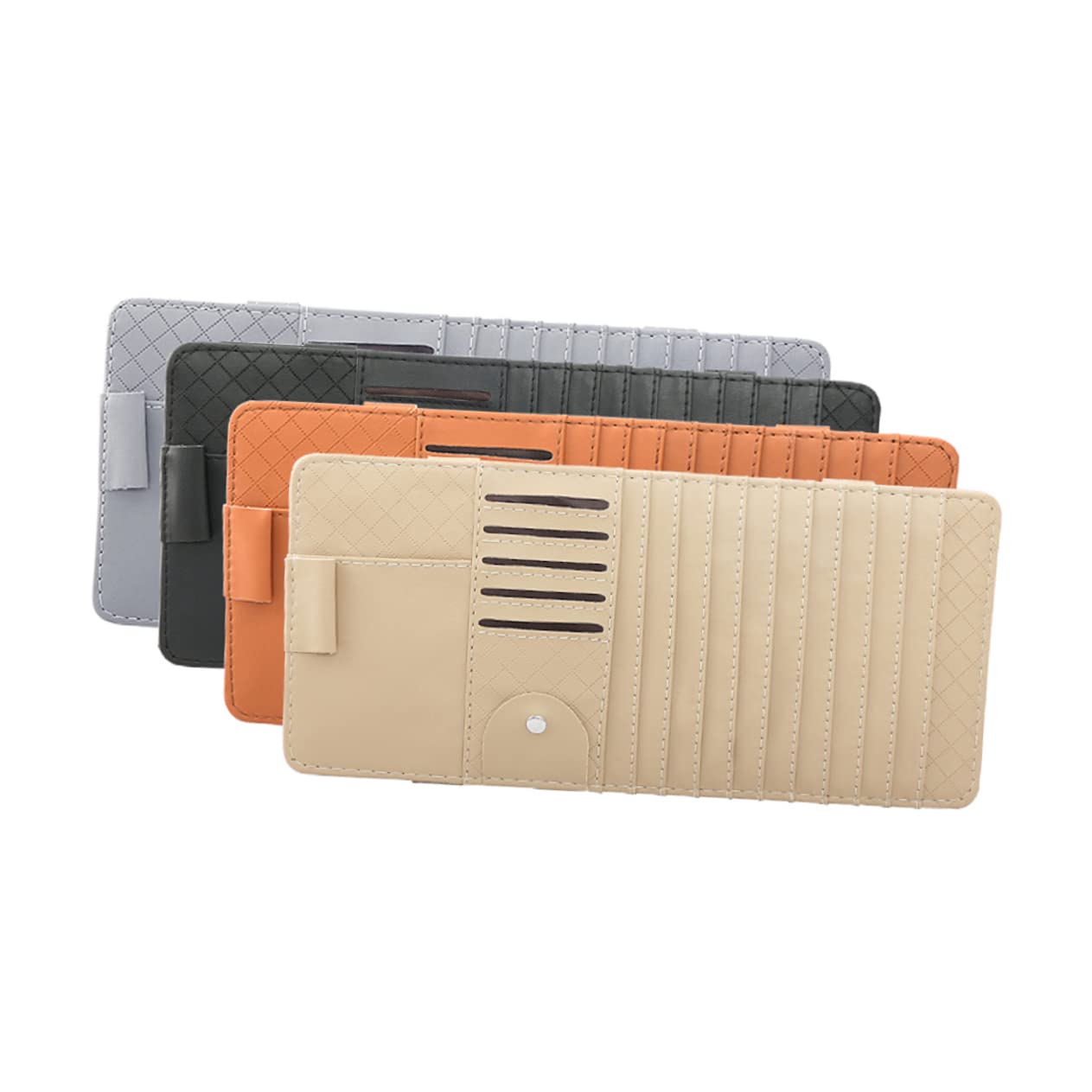 SHERCHPRY 2piezas Organizador Multifuncional De Cuero para Visera Solar Bolsa De Almacenamiento para Vehículo Soporte para CD Bolígrafos y Tarjetas Negro