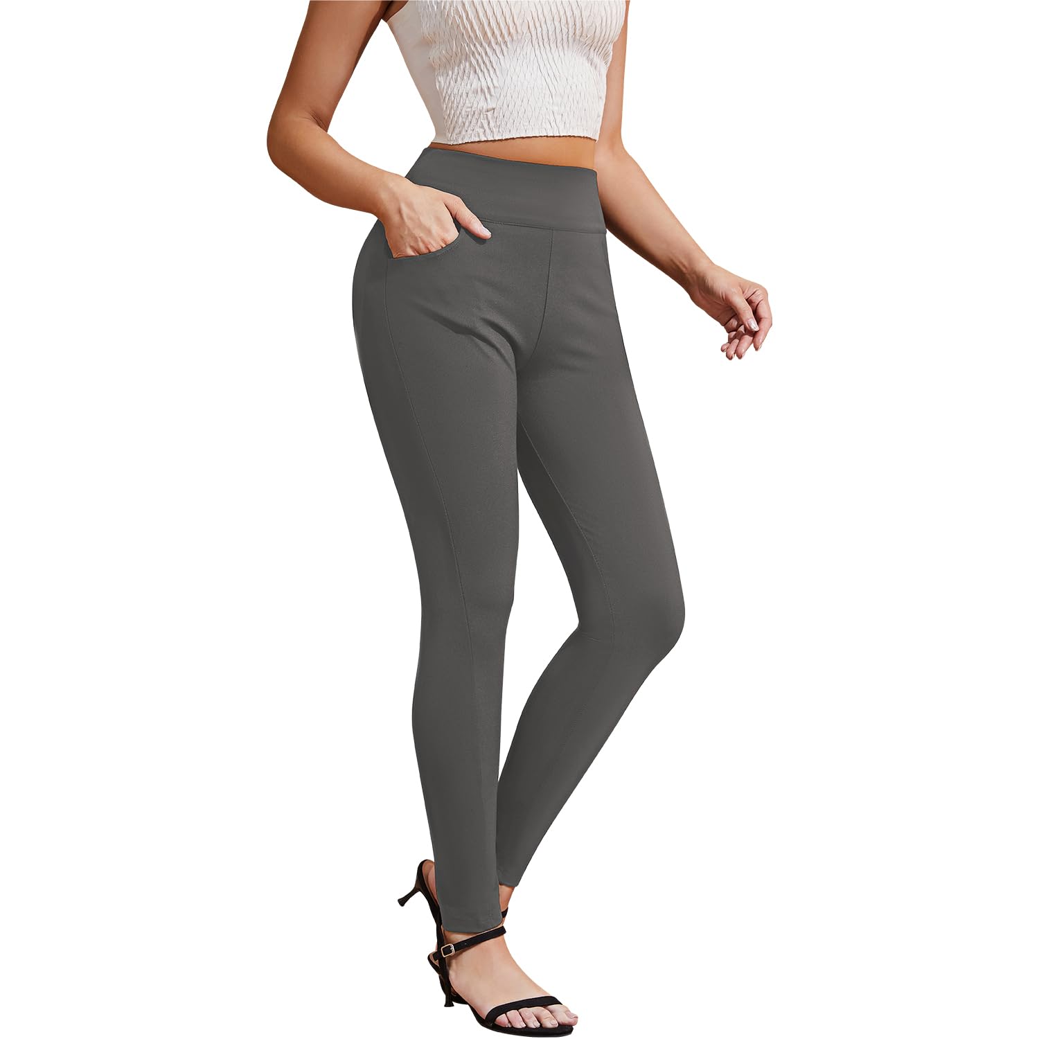 Pants for Women Comfort Stretch Skinny Slim Dress Pants Skinny High Waist Pull on Pants with Pockets