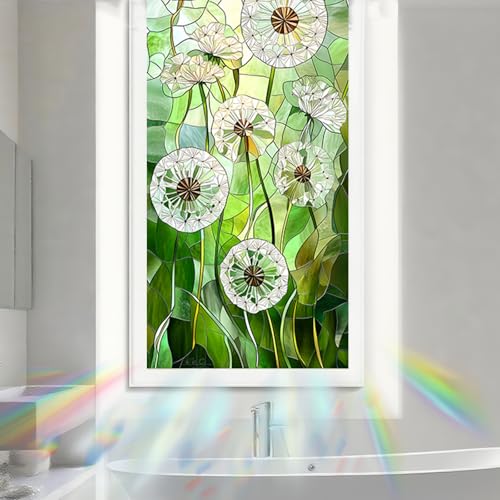 Image of Nuxovilar Sparkle Lightweight Puff Dandelion Window Film 17.7x39.4 PVC | Lightweight Puff, Dandelion Cling soft floral sticker, privacy glass wrap for bedroom living room kitchen (Dandelion)