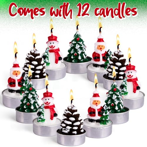 Artcreativity AC-2999 Bulk Christmas Candle Set - Includes 12 Christmas Tealight Candles In Festive Designs - Indoor Christmas Decorations - Xmas Party Supplies - Tealight Candles (Bulk) For Holiday Décor thumb #2