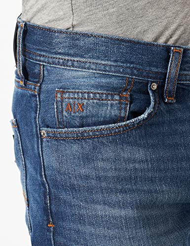 Armani Exchange Men's Light Wash Rip & Repair Ultra Distressed Slim Denim3
