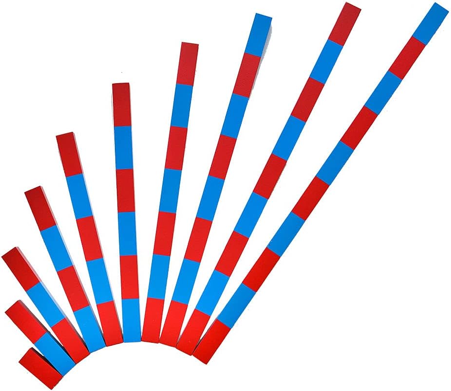 Kghios Montessori Numerical Rods Montessori Math Toys Material for Toddlers Children Kids Educational Tools Preschool Learning (5CM-50CM) (ZSHLB)