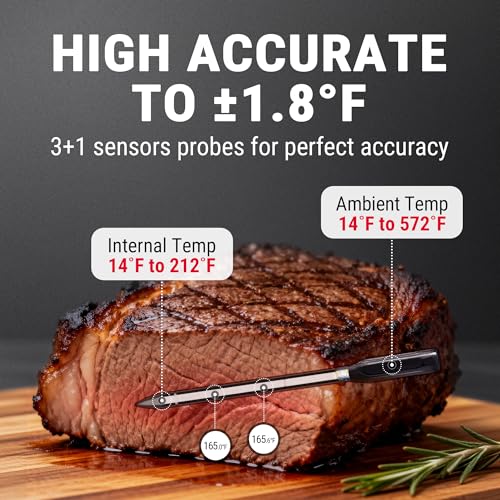 ThermoPro Upgraded Meat Probe Wireless Meat Thermometer, 500ft Bluetooth Meat Thermometer for Cooking Kitchen Oven Smoker, Rechargeable Meat Probe for Backyard Grill BBQ Holiday Gifts
