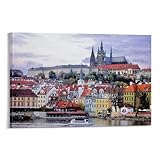 Lienzo decorativo para pared, diseño del puente de Praga Carlos (14) del castillo de Praga (30 x 45 cm)