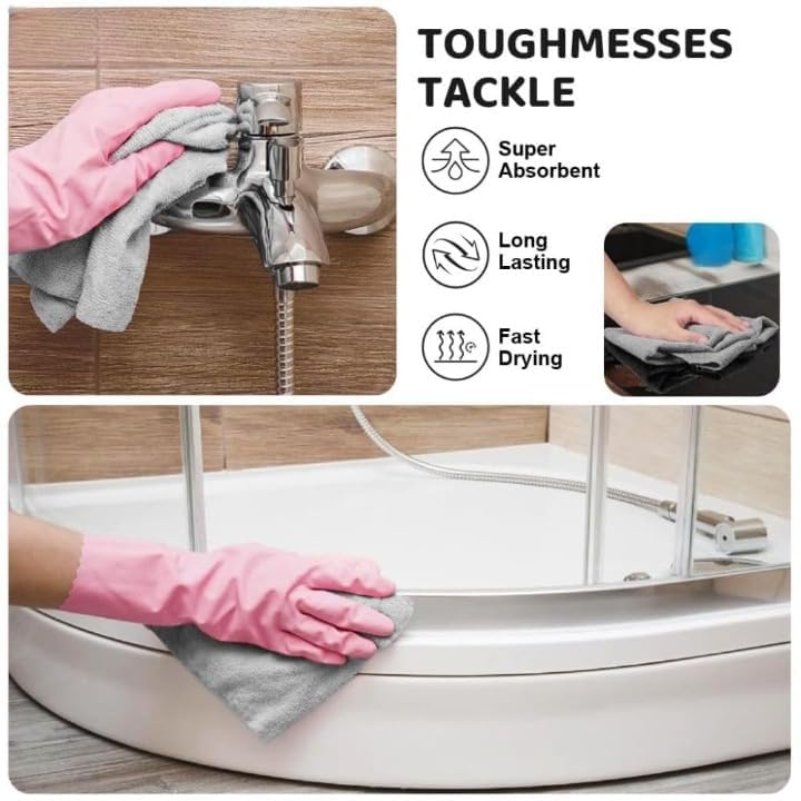 Image of E-COSMOS Microfiber Cleaning Cloth Roll, 20 Pack - 25x25 cm Reusable & Washable Tear-Away Kitchen Towels - Soft Lint-Free Multi-Purpose Cloths for Home, Office, Car, and Electronics (Grey)