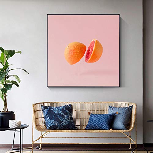 Toile art peinture murale affiche de fruits moderne 50x50cm image abstraite orange