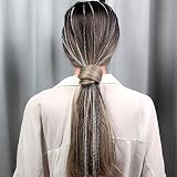 wekicici Hair Chains Silver Multi Strand Hair Extension Chain with Clips Punk Tassel Head Chain Hip