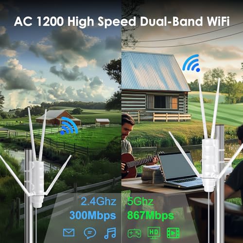 WAVLINK AC1200 Outdoor WiFi Extender Long Range Amplifier, Access Point with POE, High Power WiFi Extender Signal Booster, Supports Router/AP/Repeater Mode for Home Camping/Farm/Yard/RV - Image 3