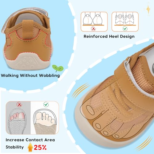 Image of Scurtain Baby Shoes Boy Girl First Walking Shoe Infant Crib Breathable Sneakers Lightweight Barefoot Shoes for Babies