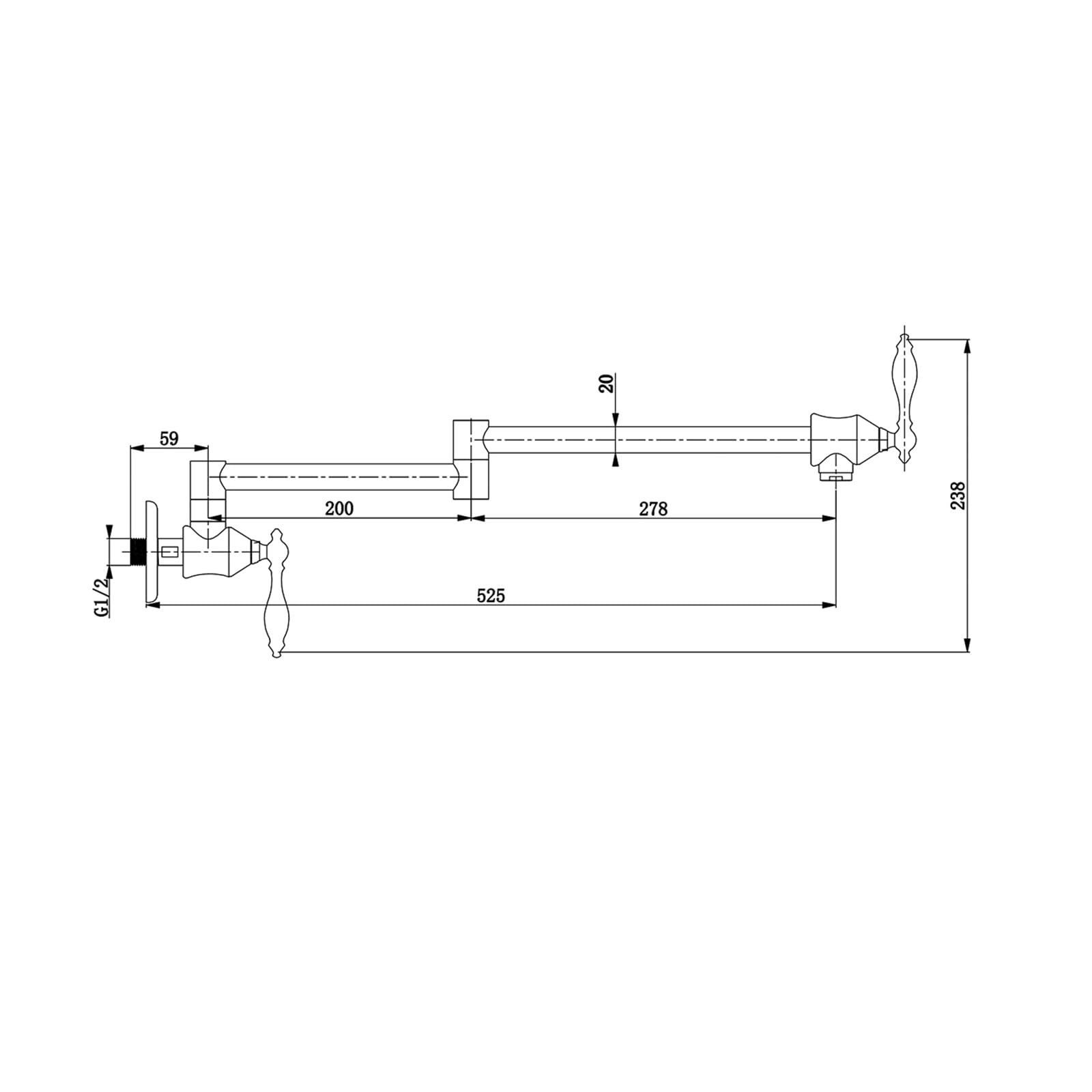 Grifo de Llenado de Ollas Plegable Grifo de Cocina de Pared Grifo Fregadero de Latón Grifo Cocina Fregadero Agua Fria,Oro Rosa
