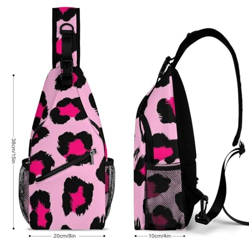 Fashion Chest Pack Travel Shoulder Bag, Pink Cheetah Leopard Print Small Cross Body Sling Bag For Women Men2