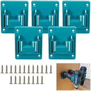 5 Packs Tools Drill Mount Holder, Fit for Makita 18V Li-ion Drill Tools Holder Dock Hanger with 20 Screws(cyan-blue)
