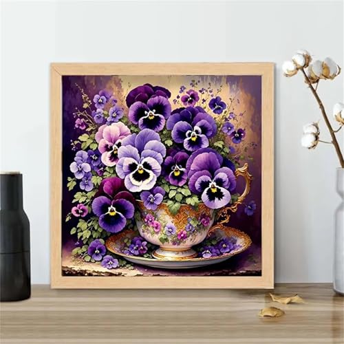 DIY Iris morado Diamond Painting Kits para Adultos,5D diamond painting Kit Completo,Cuadros de Diamantes Rhinestones Bordado Punto De Cruz Art Kits para Decoración Hogar Round Drill 60x60cm