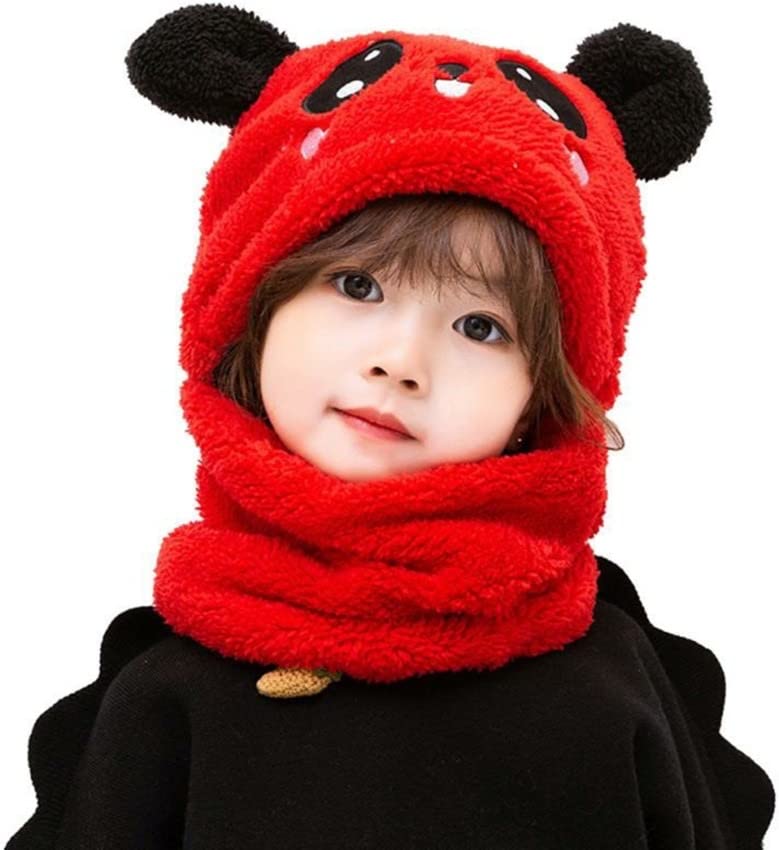 Image of TopiBaaz Cute Panda Cartoon Monkey Cap for Boys and Girls (Pack of 1) | Age - 6 Years to 12 Years |Free Size | Plush Wool | Winter Cap | Neck Scarf
