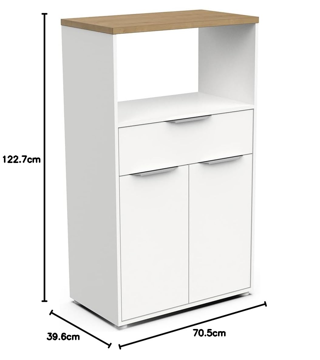 Demeyere Mobile a Microonde, Bianco & Rovere, 70 x 123 x 40 cm