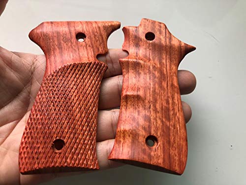 New! Grips Compatible With Llama 380 Acp, Checkering With Finger Groove Hardwood, Thai Handmade #TOP3
