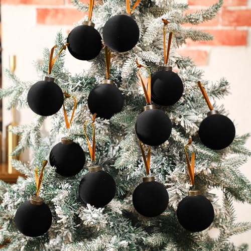 Liliful 15 Stück Samt-Weihnachtskugeln im Set – Flockierte Christbaumkugeln aus Kunststoff, 8 cm… – Ansicht 6