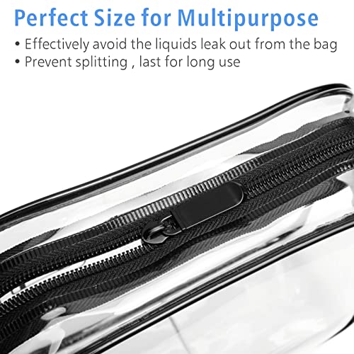 Packism Clear Makeup Bags, 3 Pack Quart Size Travel Bag Tsa Approved Clear Travel Bags For Toiletries, Clear Cosmetic Bags Carry On Clear Toilety Bag Tsa Approved Toiletry Bags, Black Large #TOP6