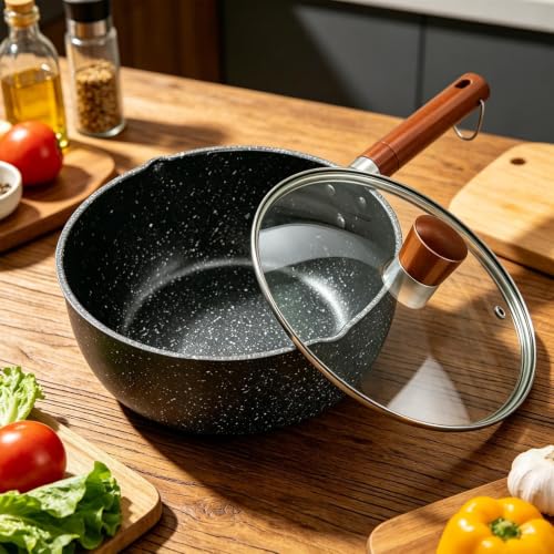 Cacerola antiadherente de 22 cm para inducción con mango de hierro y sistema antiderrame 4