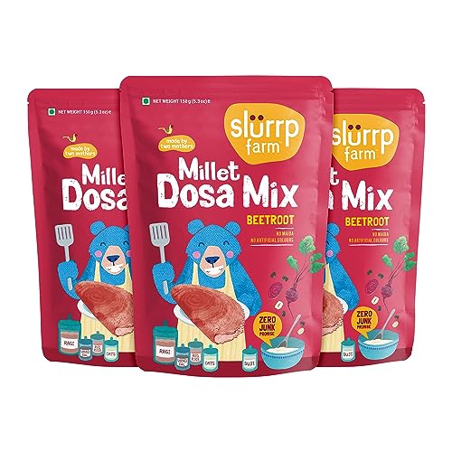 Slurrp Farm Millet Dosa Instant Mix | Supergrains And Beetroot | Natural And Healthy Food, 150g (Pack Of 3)