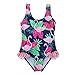 ACSUSS Infant Baby Girls Fashion One Piece Ruffled Flamingo Print Swimsuit Swimwear Tank Top Bathing Suit Navy Blue 3-4