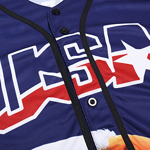 Camisetas Patrióticas de Béisbol con Estilo de Bandera Americana para Hombre USA Eagle miniatura 3