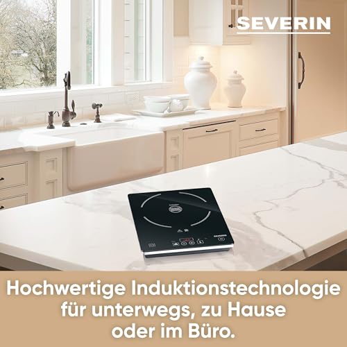 SEVERIN Kochplatte Induktion, für Küche, Büro oder Camping, hochwertige Herdplatte mit stufenloser Temperatureinstellung, Campingkocher mit Glaskeramik-Kochfeld, schwarz, 2.000 W, KP 1071 – Bild 5