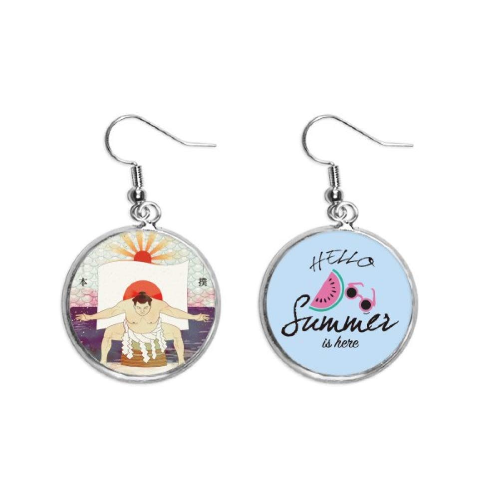 Pendientes de sumo japonés estilo ukiyo-e con motivos de sandía pop 5