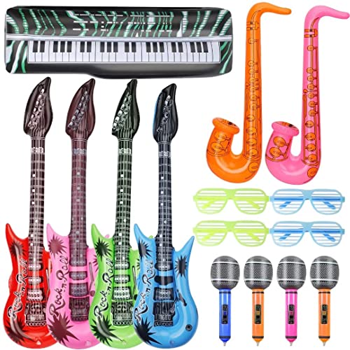 Aufblasbare Gitarre Saxophon Mikrofon Ballons Musikinstrument Ballon Foto Booth Props, Rock Star Ballons Party Supplies Bevorzugungen Dekorationen Zubehör Geburtstagsfest Karneval Geschenk