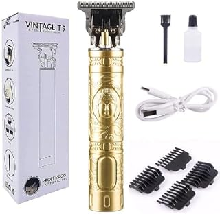 T9 Vintage Professional Hair Trimmer For Men –Golden Metal Body,Cordless,4 Guide Combs,USB Rechargeable,Men'S T9 Golden Metal–Zero Gap Beard & Hair Clipper With Guide Combs & Brush Plastic Gold-picture-38