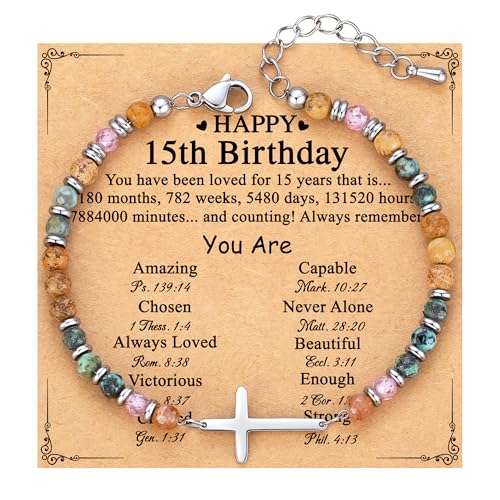 TONY & SANDY 15 Year Old Girl Birthday Gifts, 15th Birthday Decorations for Girls, Happy Birthday...