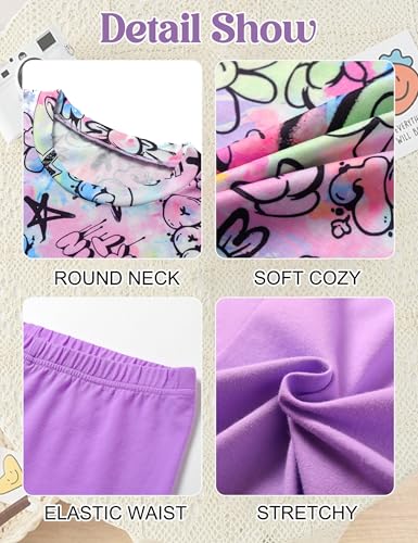 Image of Teen Girls Clothes 2 Piece Colored Tie Dyer Girls Summer Outfits Short Sleeve Fashion Printed T-Shirt and Pants