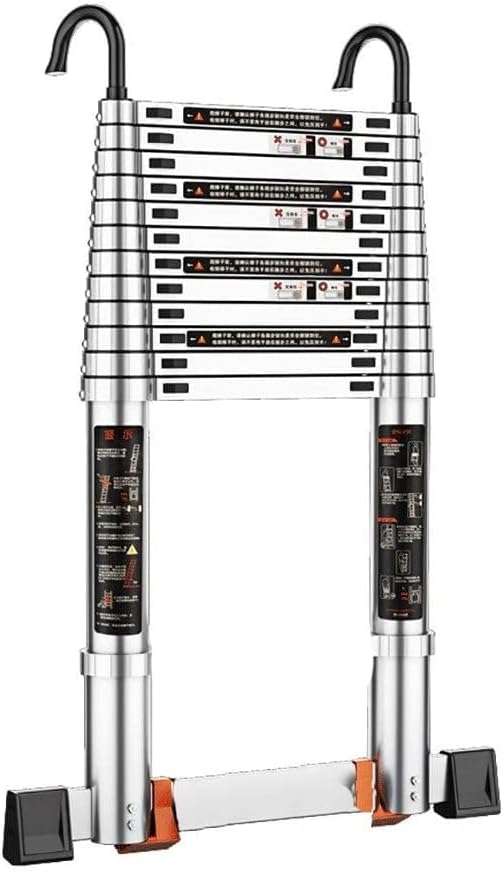 COTCLO Telescoping Ladder Telescopic Straight Ladder with Roof Hook Extendable Ladders Multiple Heights Folding Steps Multipurpose Ladder (Size : 1.8M)