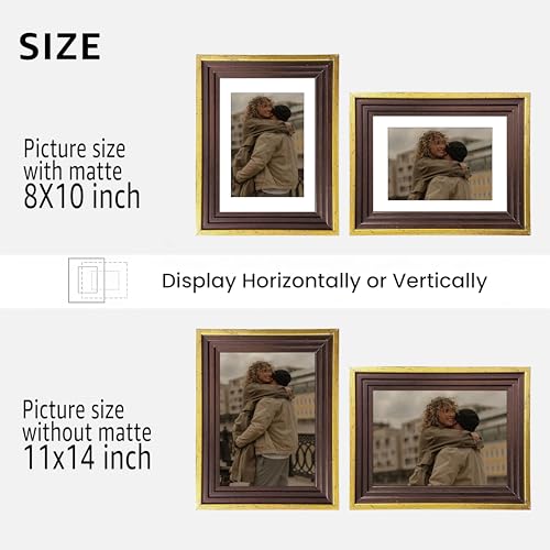 Image of Art Street Luxury Photo Frame for living room, Modern Step Design Photo Frames for Photograph, Art Work, Kids Room Set of 9 (11x14 Inch, Gold)