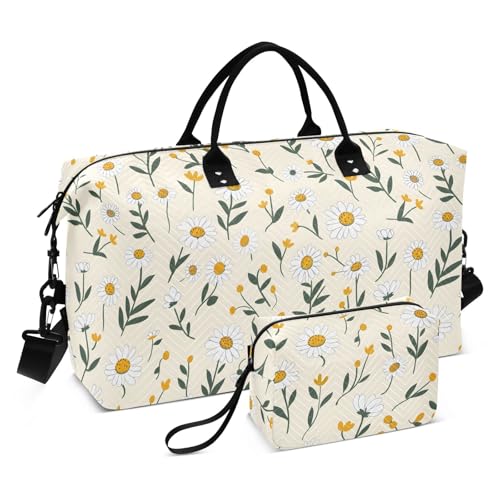 Large Travel Duffel Bag Sports Tote Gym Bag Overnight Weekender Bags Cosmos Flowers Carry On Luggage with Toiletry Bags