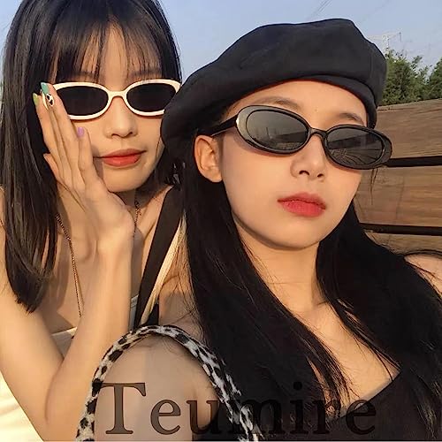 Image of Retro Oval Sunglasses for Women Men 90s Style Vintage Small Sun Glasses UV400 Protection Shades