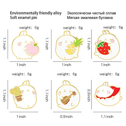 Gillna Cute Animal Enamel Lapel Pins Set Cartoon Rabbit Enamel Pins for Women-Lovely Fruit Lapel Badge Brooch Pins for Jackets Decoration Accessory
