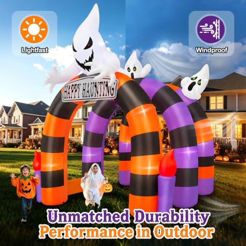 Kalolary 10 FT aufblasbarer Halloween-Bogen, Geister-Tunnel mit Kerzenmotiv – Ansicht 6